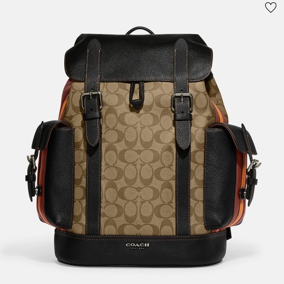 Coach Hudson Backpack In Signature Canvas With Varsity Stripe - Picture 8 of 12